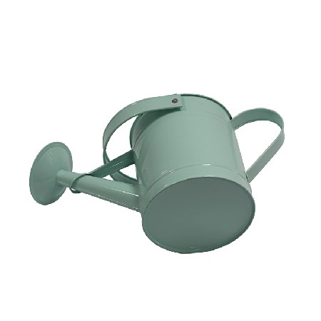 Light blue galvanized metal plant watering can