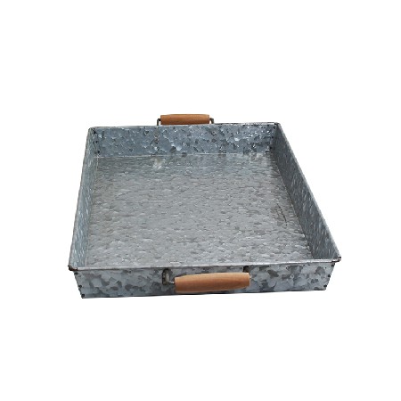 Rectangle Country Rustic Galvanized Zinc Metal kitchen tray with handles