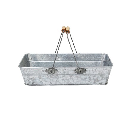 Vintage Rustic Galvanized portable metal tray with handles