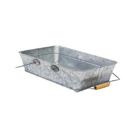 Vintage Rustic Galvanized portable metal tray with handles