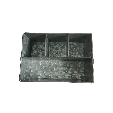 Galvanized Metal Carry Compartment utensil organizer caddy