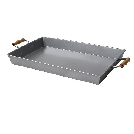 Stainless Steel Rectangle Silver Serving Trays With Wood Handle