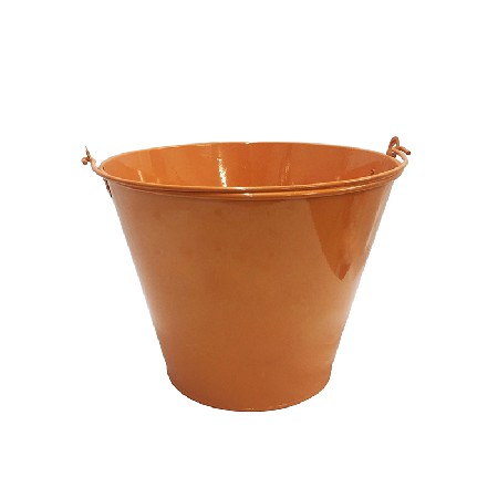 Orange Power Coated Custom Logo Galvanized Metal Bucket with handle