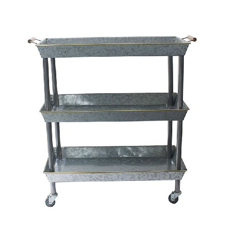 3-Tier Rolling Metal Storage Organizer Mobile Utility Cart with Caster Wheels