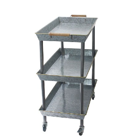 3-Tier Rolling Metal Storage Organizer Mobile Utility Cart with Caster Wheels