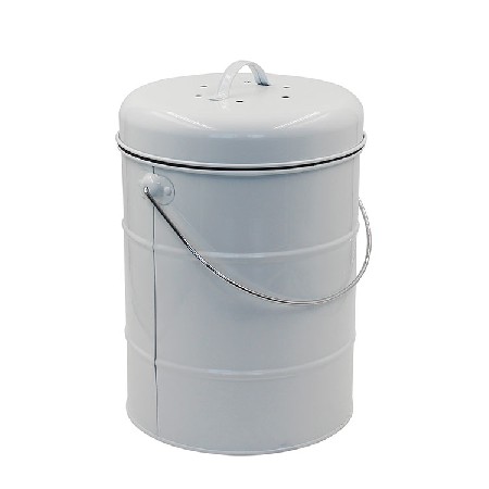 White Metal counter top kitchen compost bin