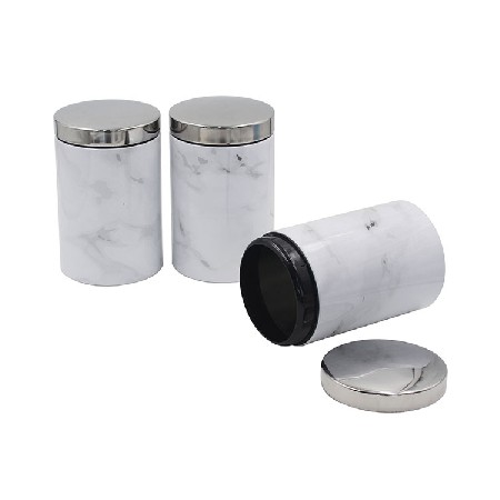 3 Piece Galvanized Metal Food Storage and Organization Canister Set