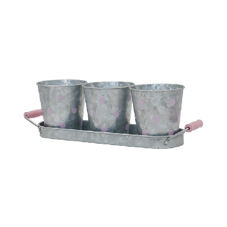 Galvanized Metal Indoor Outdoor Planter Herb Plant Pots With Tray