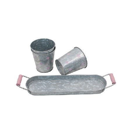 Galvanized Metal Indoor Outdoor Planter Herb Plant Pots With Tray